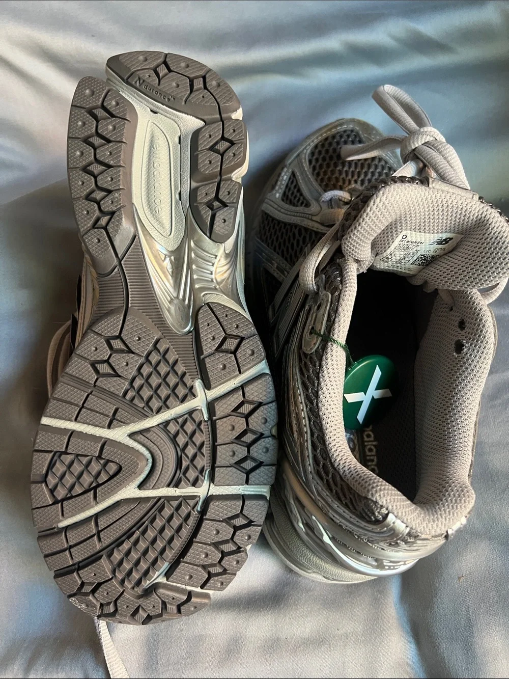 New Balance Silver and Grey Mesh Running Sneakers